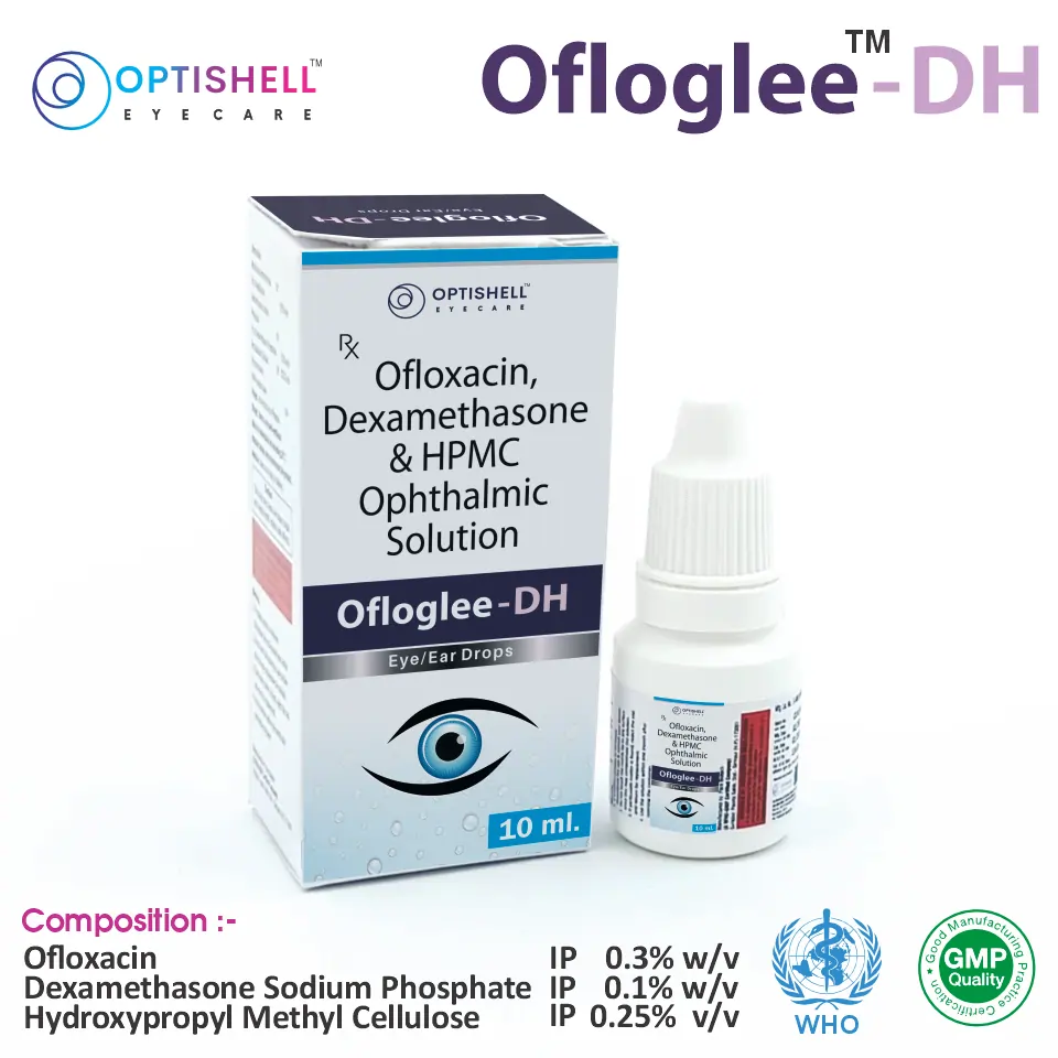 Ofloxacin 0.3%, Dexamethasone 0.1%, and Hydroxypropylmethylcellulose 0.25% at the best price in PCD Pharma Franchise for Eye Infection Treatment.